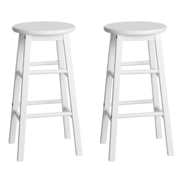 Artiss 2x Bar Stools Round Chairs Wooden White