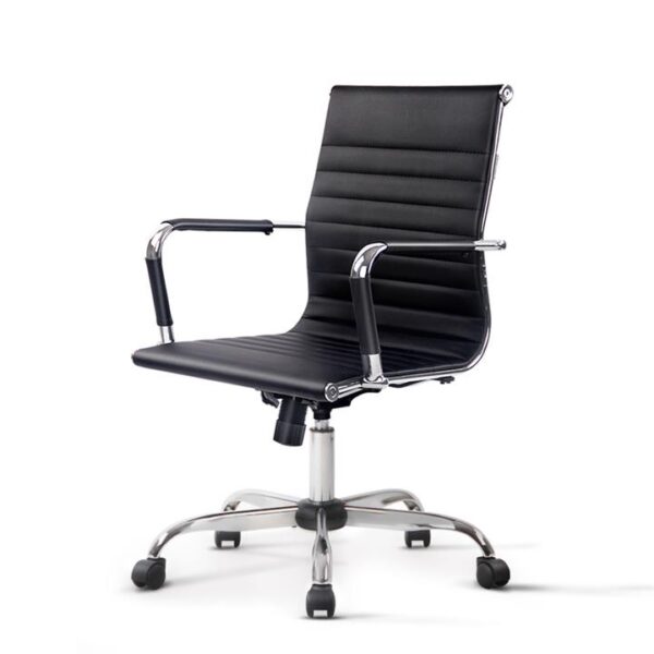 Artiss Office Chair PU Leather Mid Back Black
