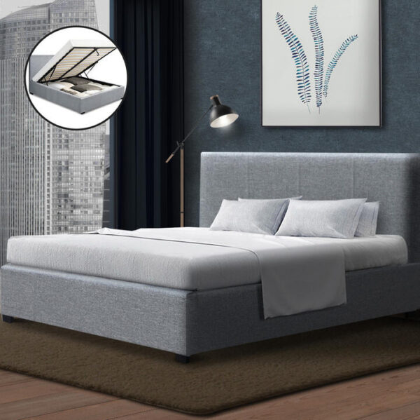 Artiss Bed Frame Double Size Gas Lift Grey NINO
