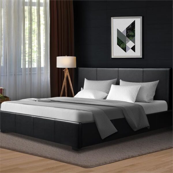 Artiss Bed Frame Queen Size Gas Lift Black NINO