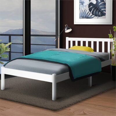Artiss Bed Frame Single Size Wooden White SOFIE