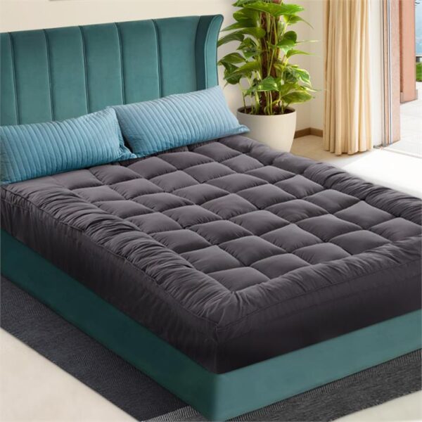 King Mattress Topper Pillowtop Charcoal Microfibre Bamboo Filling Protector