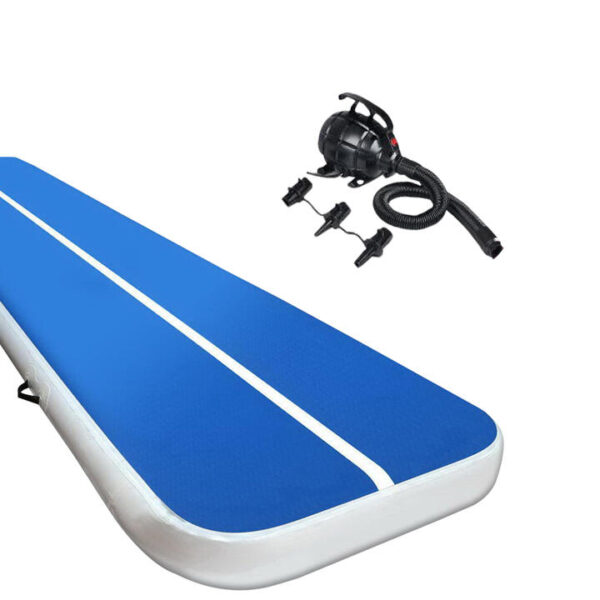 Inflatable Air Track Mat 20CM Thick with Pump Tumbling Gymnastics Blue 4X1M