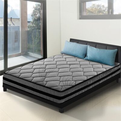 Single Size Mattress Bed Medium Firm Foam 5 Zone Pocket Spring 22cm Grey