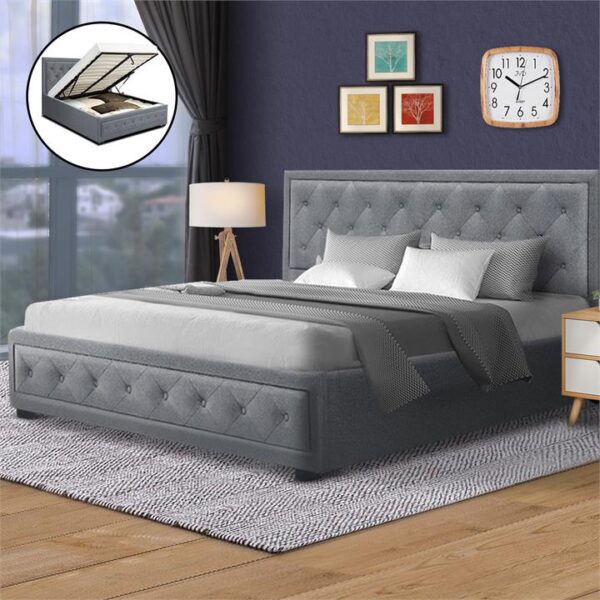 Artiss Bed Frame King Size Gas Lift Grey TIYO