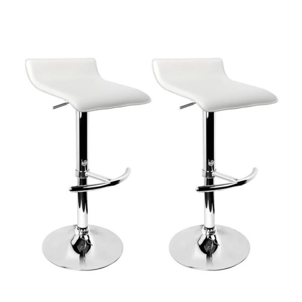 Artiss 2x Bar Stools Adjustable Gas Lift Chairs White