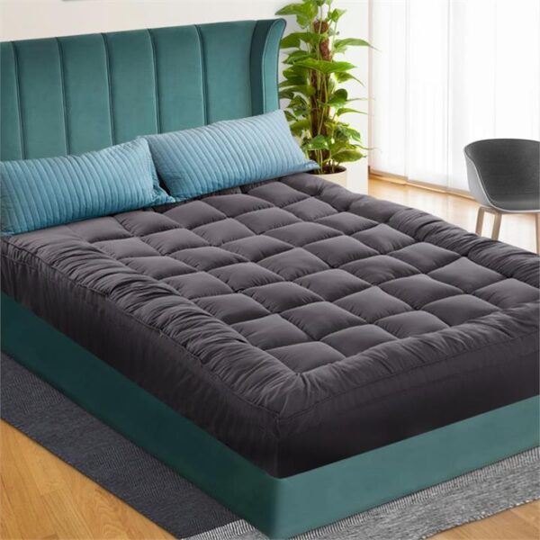 Double Mattress Topper Pillowtop Charcoal Microfibre Bamboo Filling Protect