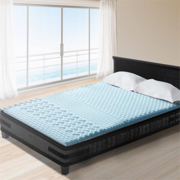 Double Size Cool Gel Memory Foam Mattress Topper Bamboo Cover 5CM 7-Zone