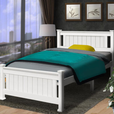 Artiss Bed Frame Single Size Wooden White RIO