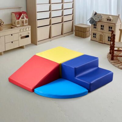 VEVOR Climbing Toys, 4-Piece Set, Foam Climbing Toys for Toddlers 6 Months to 3 Years Old, PU Leather Climbing Blocks, Indoor Climb and Crawl Activity