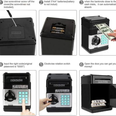 Toys for Kids Ages 5-7, 8-10, Electronic ATM Password Cash Coin Can Auto Scroll Paper Money Saving Box Toys for 6 7 8 9 10 11 12 Year Old Girl Christm