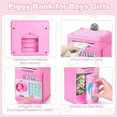 Toys for Kids Ages 5-7, 8-10, Electronic ATM Password Cash Coin Can Auto Scroll Paper Money Saving Box Toys for 6 7 8 9 10 11 12 Year Old Girl Christm