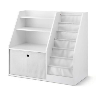 Keezi Kids Bookshelf Children Bookcase Organizer Storage Rack Display Drawer White
