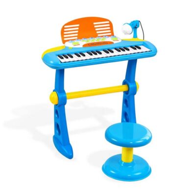 Keezi Kids Piano Keyboard 37 Keys Electronic Musical Instrument Set w/ Stool Microphone- BL