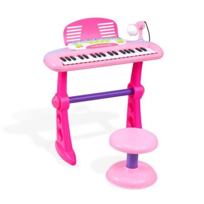 Keezi Kids Piano Keyboard 37 Keys Electronic Musical Instrument Set w/ Stool Microphone- PK