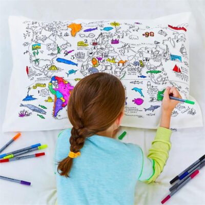 Colour And Learn World Map Pillowcase