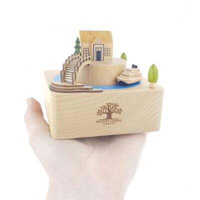 Chalet By The River Wooden Music Box