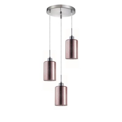 Espejo 3 Dotted Glass Pendant Lights - Round Base - Rose Gold