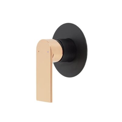 Prato Wall Mounted Bath And Shower Mixer - Luxury Matte Black With Rose Gold
