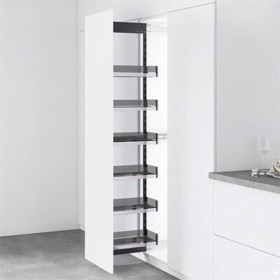 Galley Pull-Out Pantry - Smoked Glass - Side Mount - Suits 1760Mm+ Cabinet Height - Internal Unit