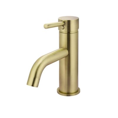 Round Basin Mixer Curved Spout - Single Lever - Pvd Tiger Bronze