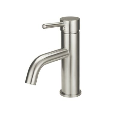 Round Basin Mixer Curved Spout - Single Lever - Pvd Brushed Nickel