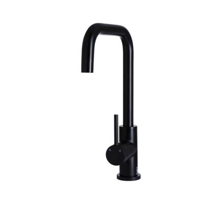 Round Kitchen Mixer Tap - Square Neck Swivel - Matte Black