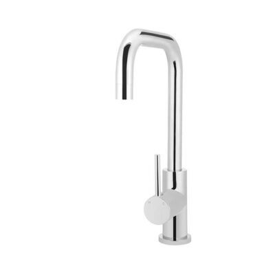 Round Kitchen Mixer Tap - Square Neck Swivel - Polished Chrome