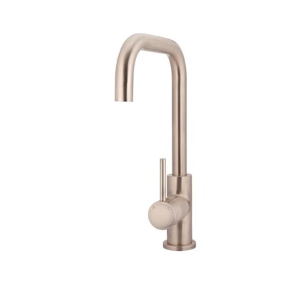 Round Kitchen Mixer Tap - Square Neck Swivel - Champagne