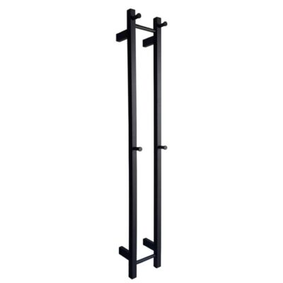 Ezy Fit Heated Towel Rail - Double Vertical Square Tube - Bottom Wired - (200Mm X H1400Mm) - Matte Black