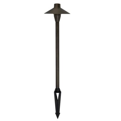 Coolie Outdoor Garden Spike Light With Shade - 12V G4 - Brass