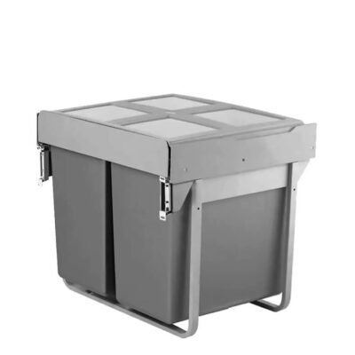 Domestique 90L Twin Slide Out Concealed Waste Bin - For A 600Mm Cabinet - Bottom Mounted - Includes Integrated Door Bracket