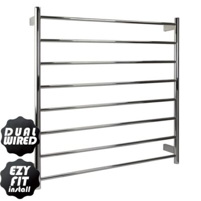 Ezy Fit Heated Towel Rail - Round Tube - Dual Wired - (W900Mm X H920Mm) - Brushed Nickel