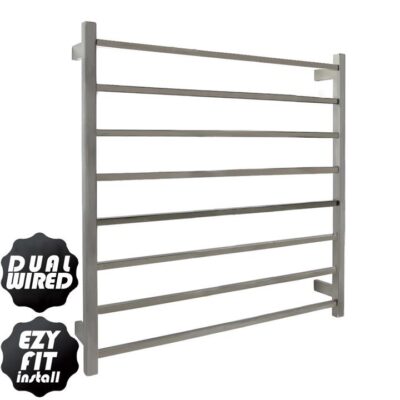 Ezy Fit Heated Towel Rail - Square Tube - Dual Wired - (W900Mm X H920Mm) - Polished Ss