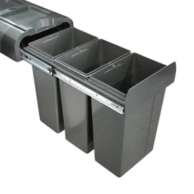 30L Triple Slide Out Concealed Waste Bin - Slim Profile - For A 300Mm Cabinet - Right Side Mounted