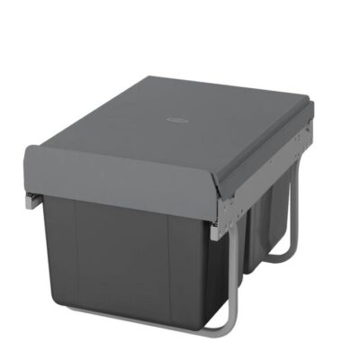Domestique 30L Twin Slide Out Concealed Waste Bin - Low Profile - For A 400Mm Cabinet - Bottom Mounted