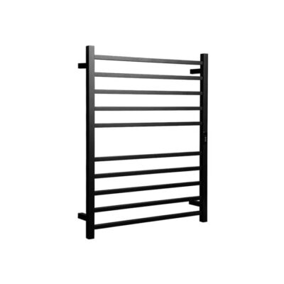 Hotwire Heated Towel Rail - Square Bar (H900Mmxw700Mm) With Timer - Black