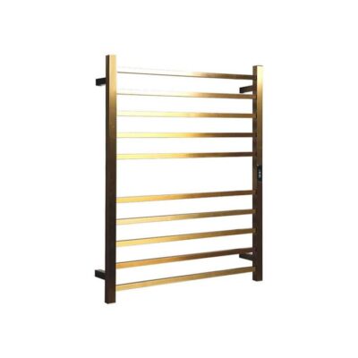 Hotwire Heated Towel Rail - Square Bar (H900Mmxw700Mm) With Timer - Gold