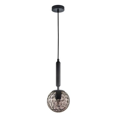 Trattino Spherical Glass Pendant Light - Matte Black / Smoked