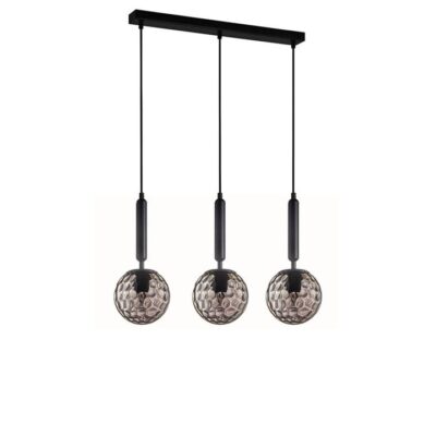 Trattino 3 Glass Linear Base Pendant Lights - Matte Black/Smoked