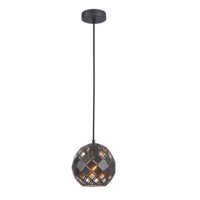 Tuile Embossed Tiled Pendant Light - Matte Black - 200Mm