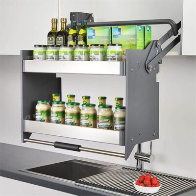 Bistro Flexi Height Pull Down 2-Tier Wall Cabinet Unit - For A 900Mm Cupboard