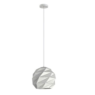 Origami Interior Dome Carved Pendant Light - Matte White