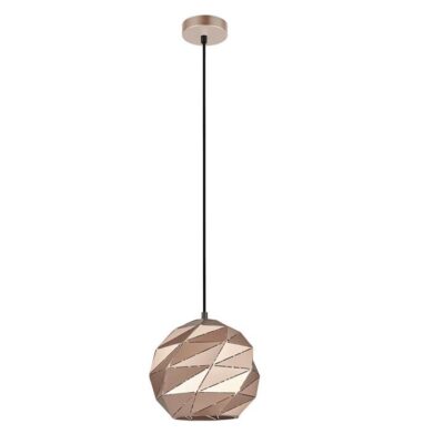 Origami Interior Dome Carved Pendant Light - Rose Gold