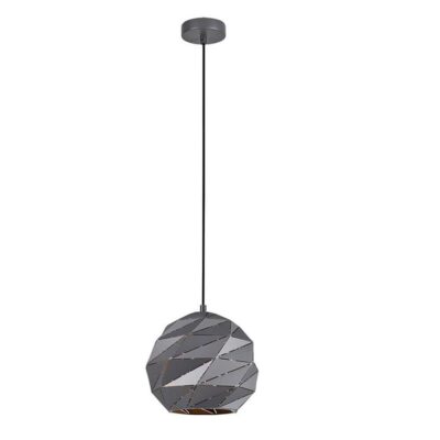 Origami Interior Dome Carved Pendant Light - Matte Grey
