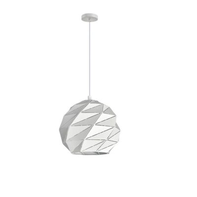 Origami Interior Dome Carved Pendant Light - Matte White - 320Mm