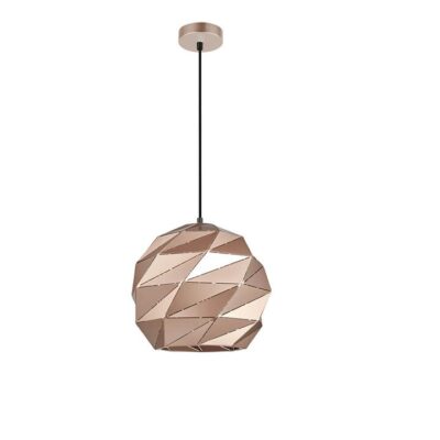Origami Interior Dome Carved Pendant Light - Rose Gold - 320Mm