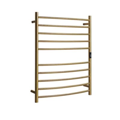 Hotwire Heated Towel Rail - Curved Round Bar (H900Mmxw700Mm) With Timer - Gold