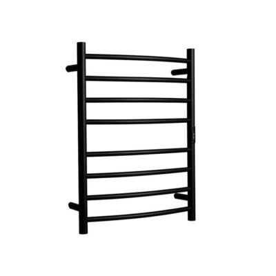 Hotwire Heated Towel Rail - Curved Round Bar (H700Mmxw530Mm) With Timer - Black