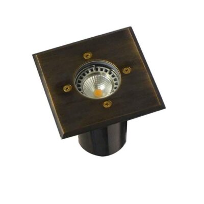 Recessed Square Inground Light - Mr16 - 120Mm Aged Brass